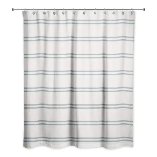 Stripe Shower Curtain Blue on White {3}