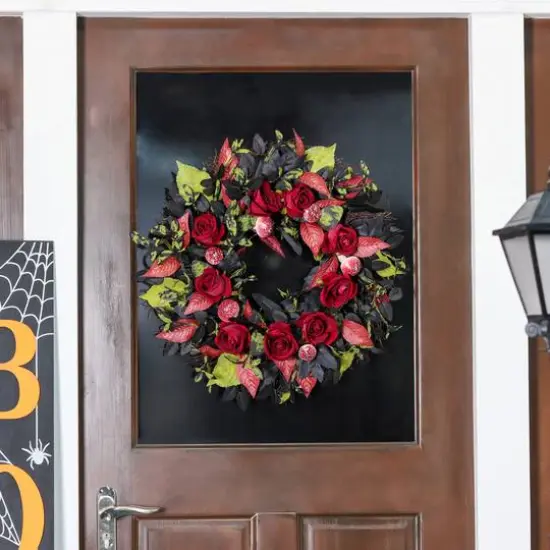 24" Black & Red Rose Wreath by Ashland&reg; {3}