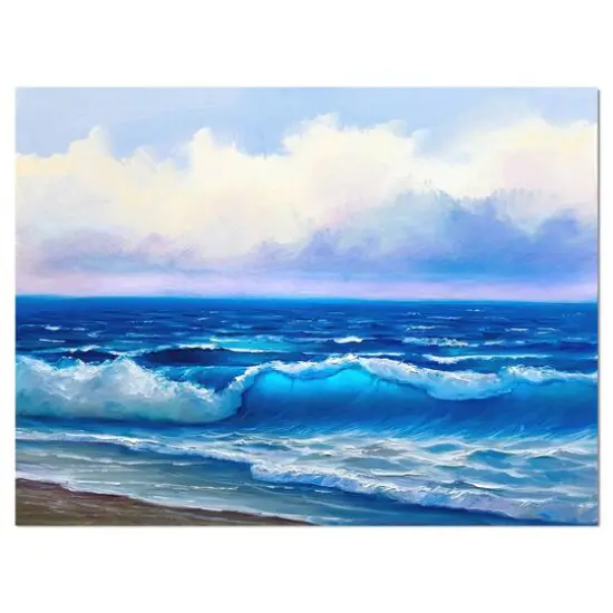 Designart - Seascape in Cloudy sky - Sea & Shore Painting Print on Wrapped Canvas {1}