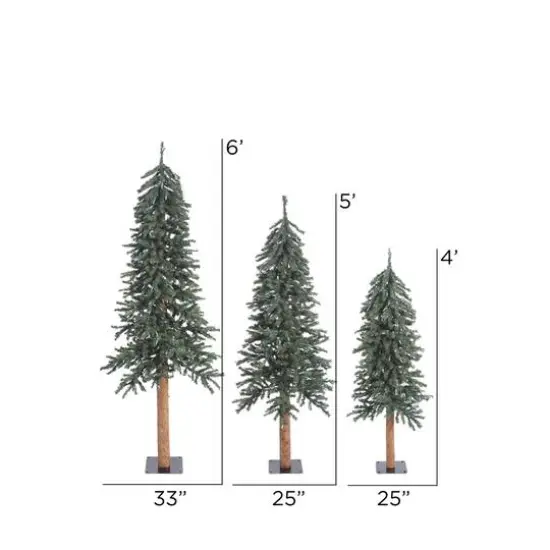 4ft., 5ft. & 6ft. Unlit Natural Bark Alpine Artificial Christmas Tree Set {5}