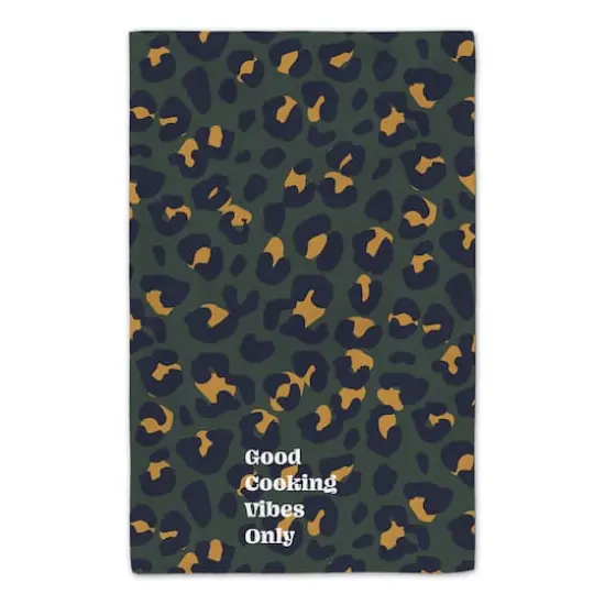 Good Cooking Vibes Only Leopard Tea Towel Set Green {5}