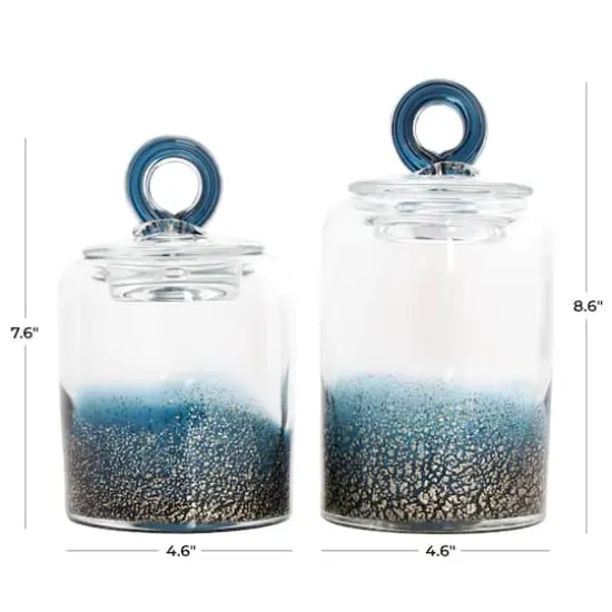Handmade Glass Decorative Jar Set Blue {7}