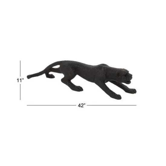 42" Black Polystone Glam Leopard Sculpture {4}