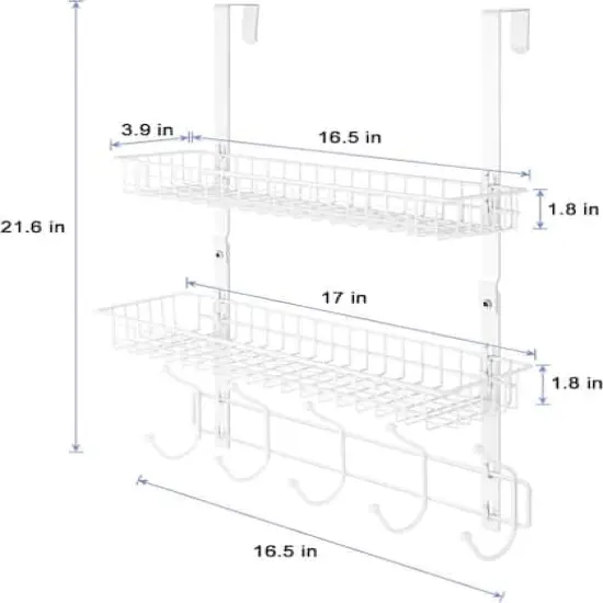 NEX&trade; Over The Door Hanging Organizer Rack White {4}