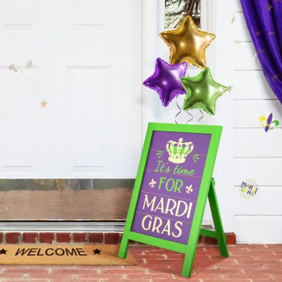 Glitzhome&reg; 24" Mardi Gras Wooden Standing Easel Sign Decor or Hanging Decor {4}