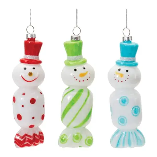 12ct. 6" Glass Snowman Candy Ornaments {1}