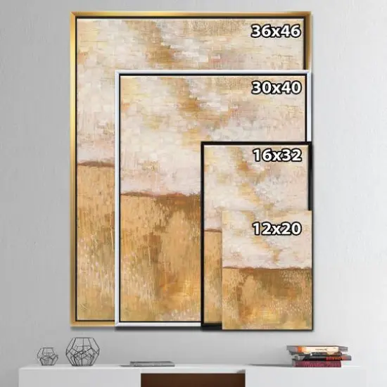Designart - Amber Modern Horizon - Abstract Canvas in Gold Frame {4}