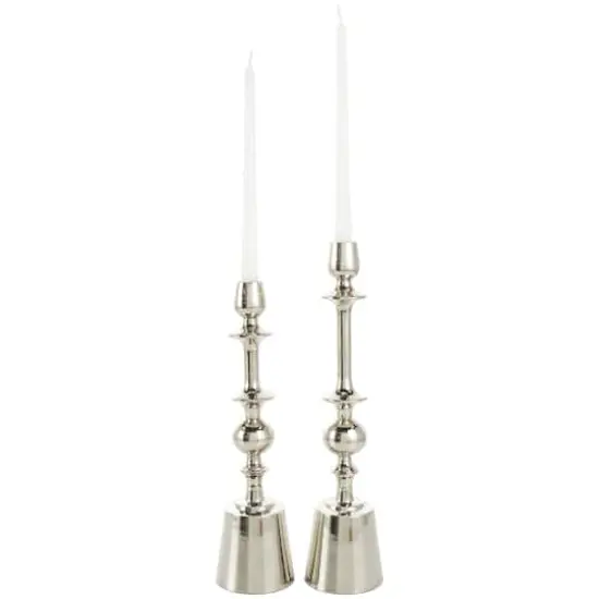 Silver Aluminum Candle Holder Set {4}
