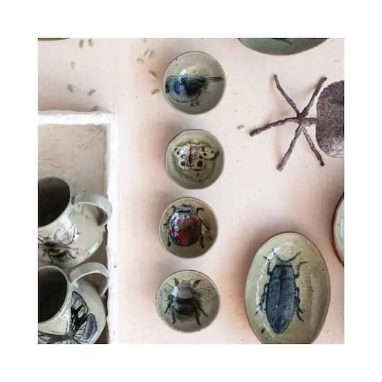 Hello Honey&reg; 3.75" Insect & Bird Stoneware Dish Set {3}