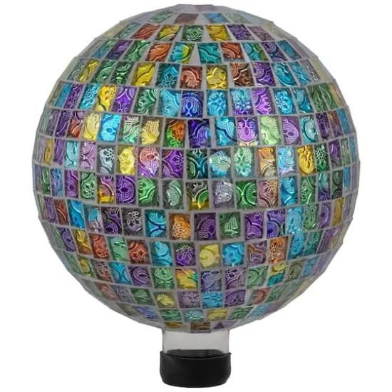 10" Multicolor Mosaic Window Pane Outdoor Garden Gazing Ball {1}