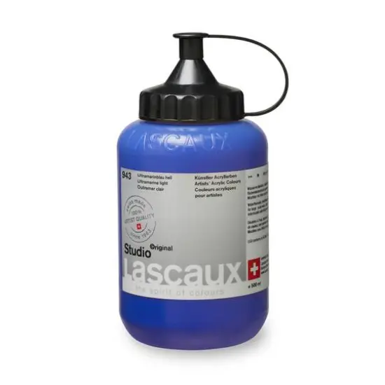Lascaux Studio Acrylic Paint, 500mL 943 Ultramarine Light {4}