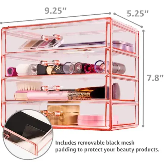 Sorbus 4-Drawer Makeup & Jewelry Storage Case Pink {4}