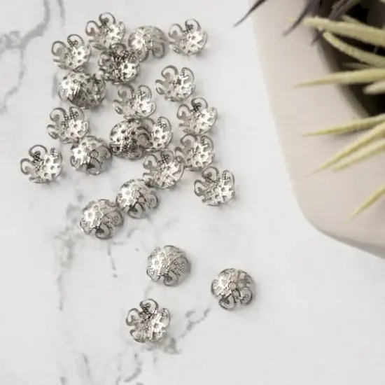 8mm Metal Bead Caps, 24ct. by Bead Landing&trade; Sterling Silver {4}