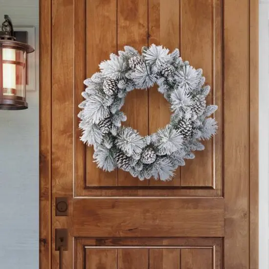 32" Flocked Berkshire Artificial Spruce Wreath {4}