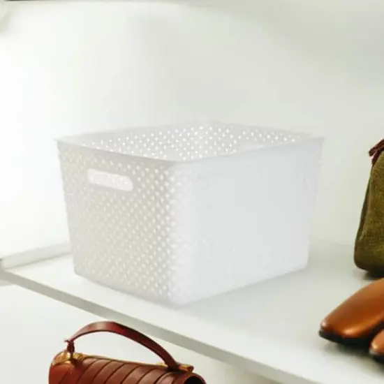 Simplify Large Wicker Storage Bin White {4}
