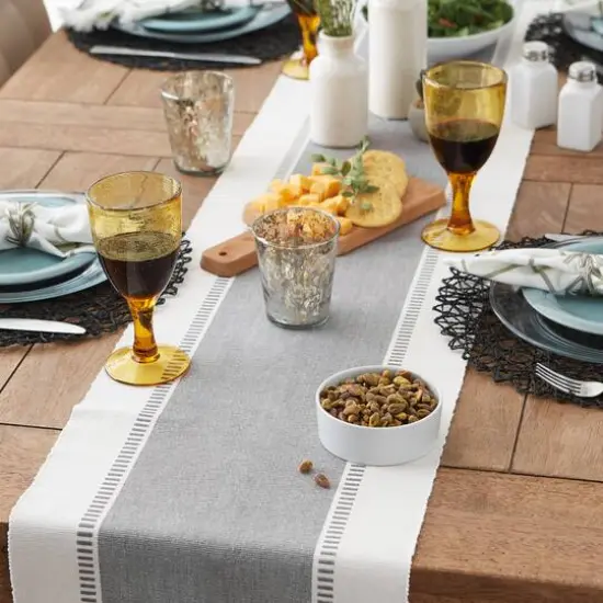DII&reg; 72" Dobby Stripe Table Runner Cool Gray {7}