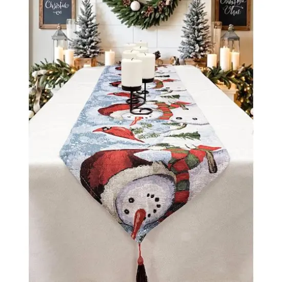Wizardi 13.75" x 67" Joyful Snowmen Christmas Table Runner {3}
