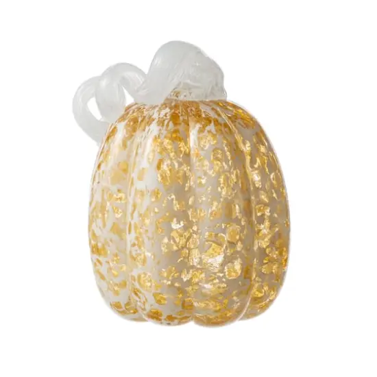 Glitzhome&reg; Amber Dots Fall Pumpkin Glass Tabletop Accent {8}