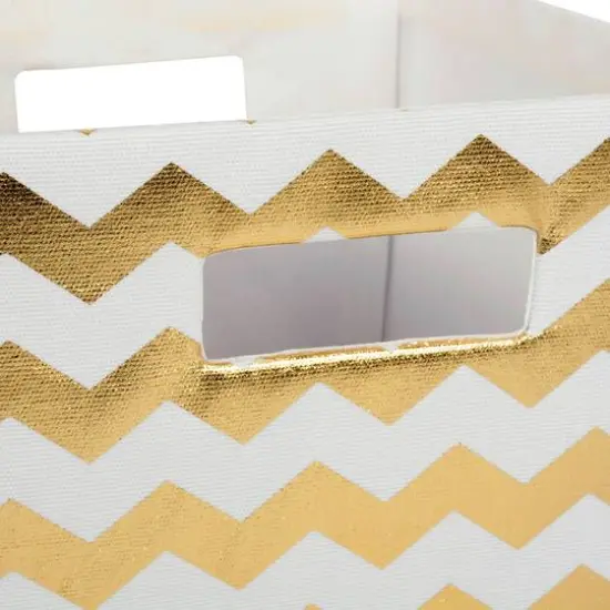 DII&reg; 11" Trapezoid Polyester Chevron Storage Bin Gold {5}