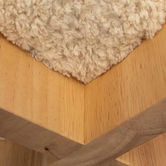 Hello Honey&reg; White Boucl&eacute; Fabric Upholstered Ottoman {8}