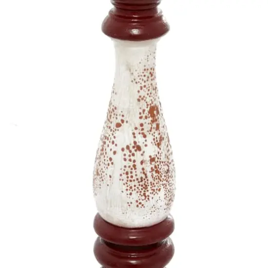 20" Red & White Wood Farmhouse Candlestick Holder Set {6}