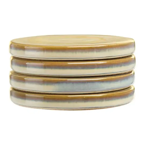 Hello Honey&reg; Reactive Glaze Stoneware Coasters Set White {4}