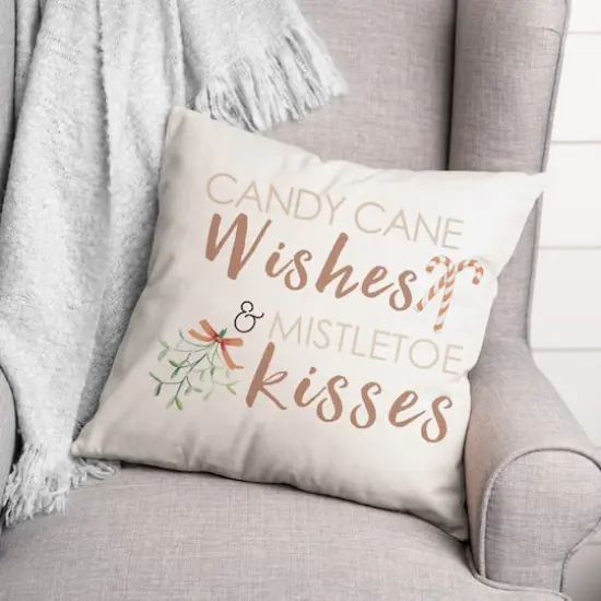 Candycane Wishes Kisses 18x18 Throw Pillow {3}