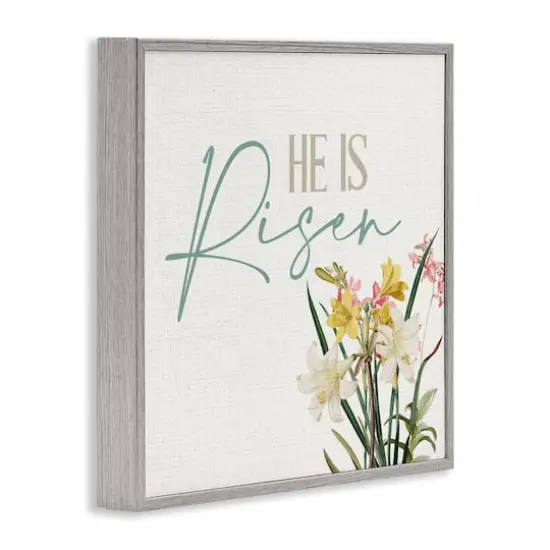 Stupell Industries He Is Risen Religious Easter Holiday Flower Blossoms Framed Giclee Art Gray {4}