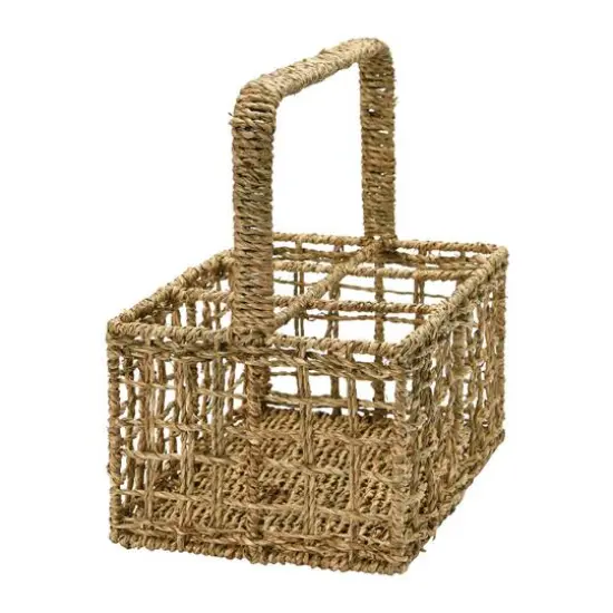 Hello Honey&reg; Natural Handwoven Seagrass 6 Section Caddy with Handle {8}