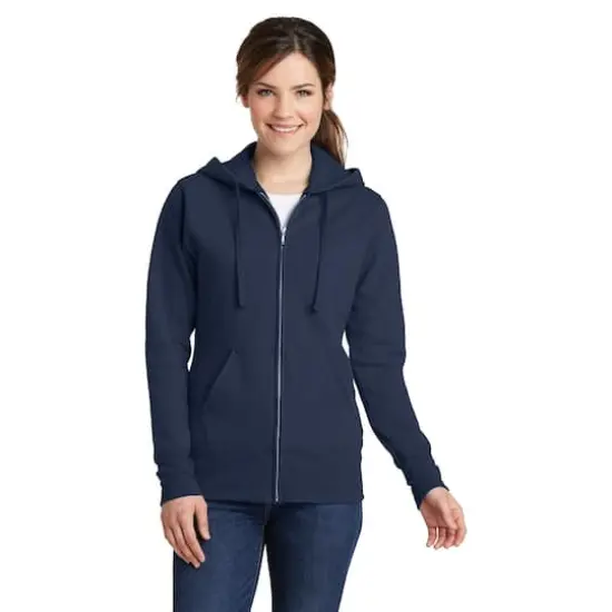 Port & Company&reg; Ladies Core Fleece Full-Zip Hooded Sweatshirt Navy {3}