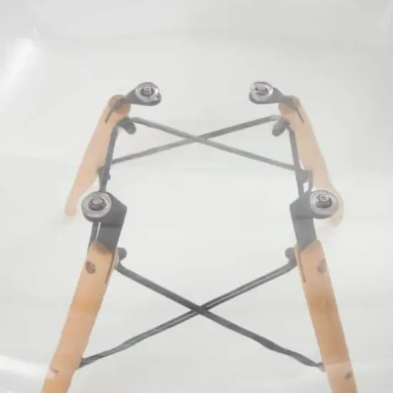 31" Clear Acrylic Mid Century Modern Eiffel Style Accent Chair with Wood Legs {4}