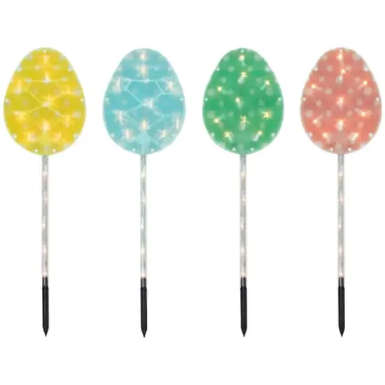4ct Pastel Easter Egg Pathway Marker Lawn Stakes Clear Lights {1}