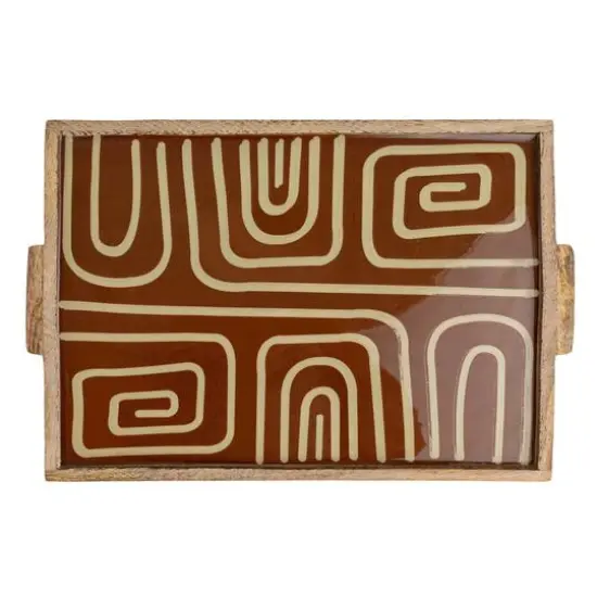 Hello Honey&reg; 15" Multicolor Abstract Elegance Mango Wood Tray {10}