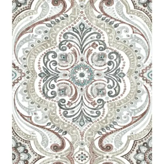 RoomMates Bohemian Damask Peel & Stick Wallpaper Beige and Red and Blue {1}