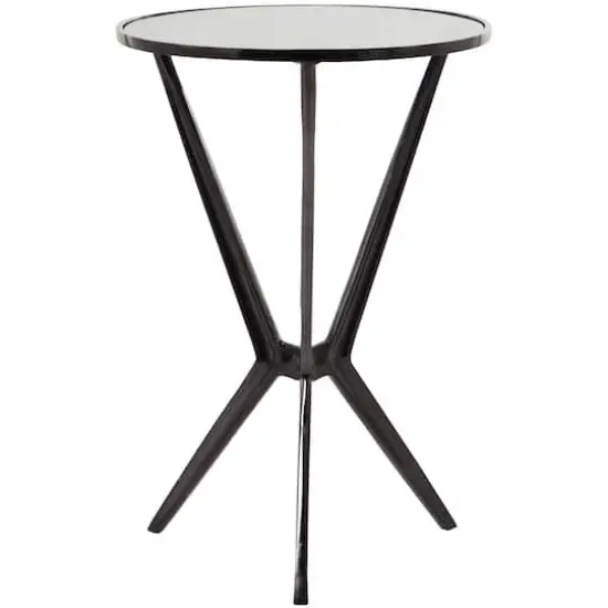 Black Aluminum Hourglass Shaped Stand Accent Table with Clear Glass Top 16" x 16" x 24" {5}