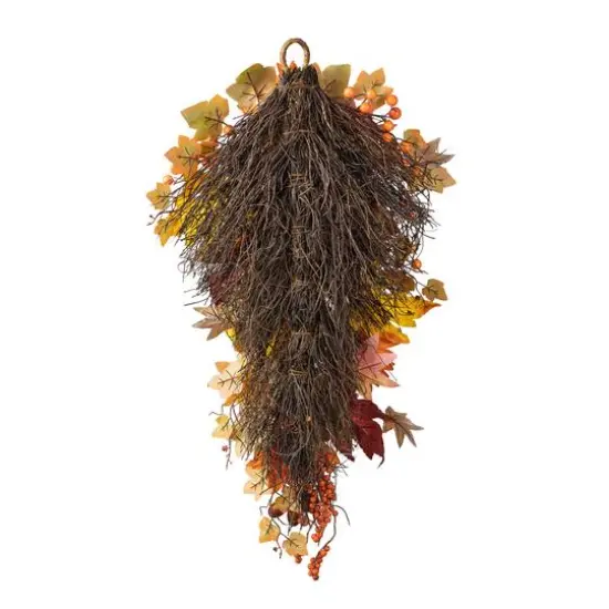 Glitzhome&reg; 27" Fall Sunflower, Maple Leaf & Berry Swag {16}