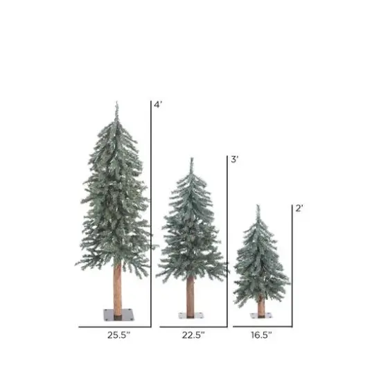 2ft., 3ft. & 4ft. Unlit Natural Bark Alpine Artificial Christmas Tree Set {5}