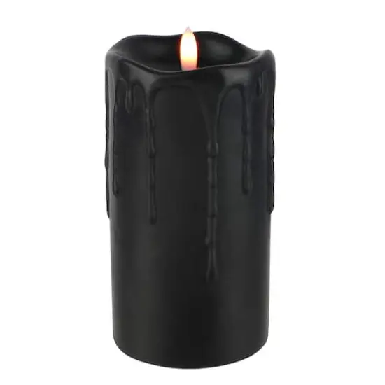 3" x 6" Black Dripping LED Wax Pillar Candle by Ashland&reg; {3}