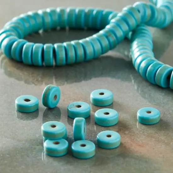 Turquoise Reconstituted Howlite Round Heishi Beads by Bead Landing&trade;, 6mm {3}
