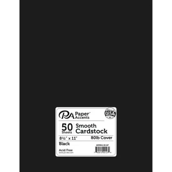 PA Paper&trade; Accents 8.5" x 11" 80lb. Black Smooth Cardstock, 50 Sheets {1}