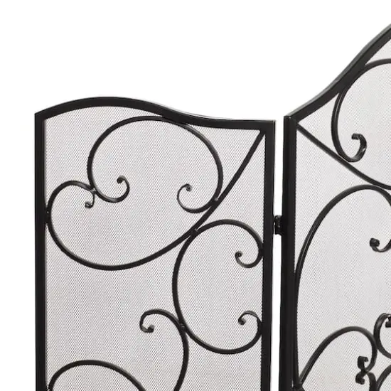 Black Metal Traditional Fireplace Screen, 36" x 49" x 1" {4}
