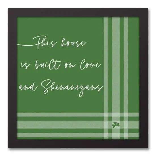 Love and Shenanigans Plaid 13.73" x 13.73" Black Framed Canvas {1}