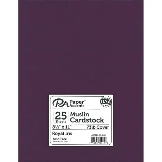 PA Paper™ Accents Muslin 8.5" x 11" 73lb. Cardstock, 25 Sheets Royal Iris {1}