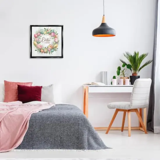 Stupell Industries Easter Wishes Wreath Floater Framed Art Black {3}