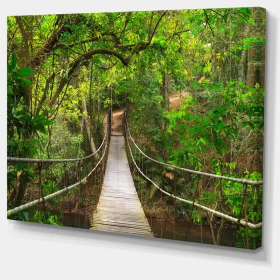 Designart - Bridge to Jungle Thailand - Landscape Photo Canvas Art Print {4}