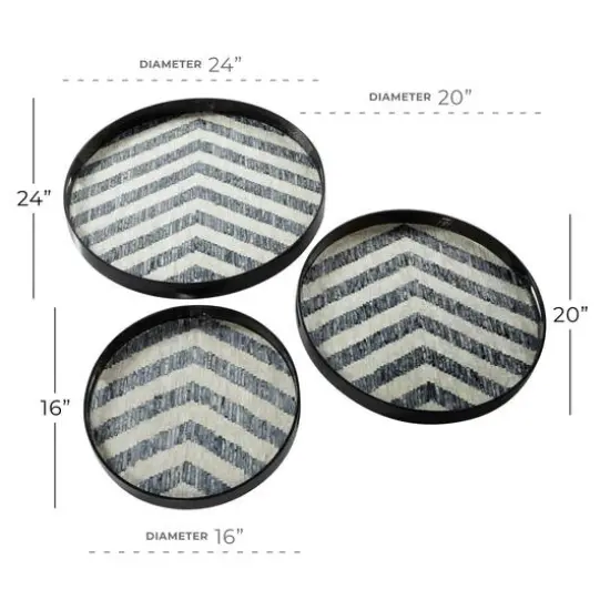 Black Mother of Pearl Modern Tray Set {6}
