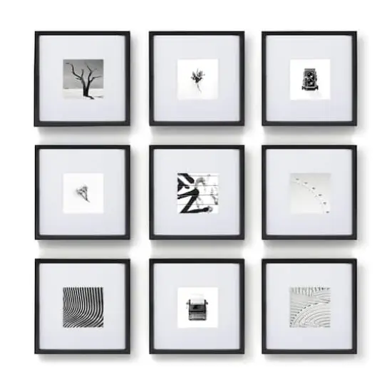 10" x 10" Black 9 Piece 123 Gallery Matted Frame Set by Studio D&eacute;cor&reg; {1}