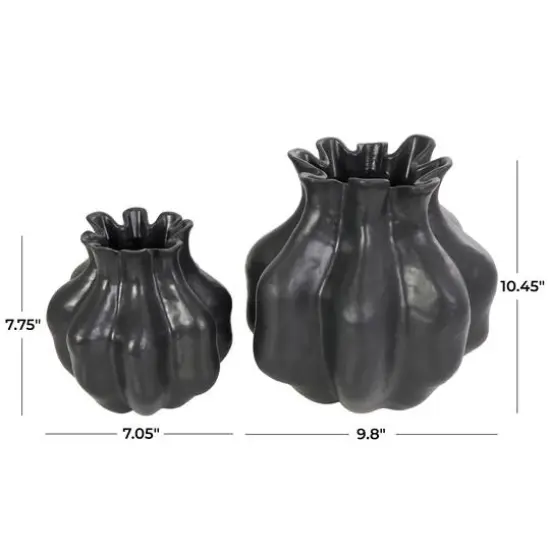 Black Abstract Tulip Shaped Vase Set {9}