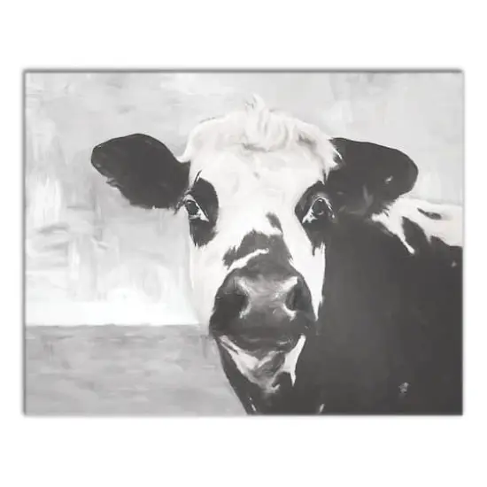 Monochromatic Cow 11" x 14" Canvas Wall Art {1}