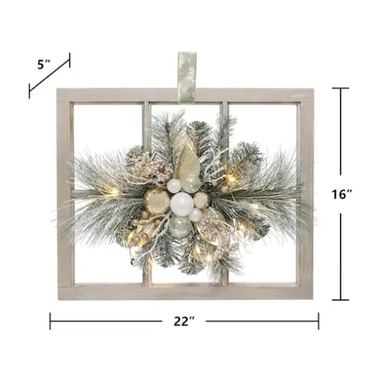 22" LED Flocked Pine, Berry & Ornament Wreath Wall D&eacute;cor by Ashland&reg; {4}